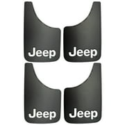 4 Piece Elite Series Logo Black 9 x 15 Mud Guards Splash Flaps Front Rear Universal for Jeep