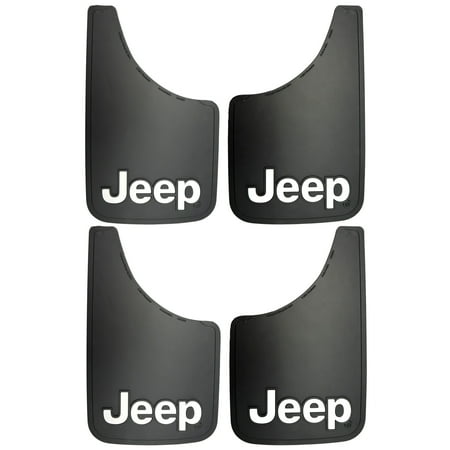 - 4 Piece Jeep Elite Series Logo Black 9 x 15 Mud Guards Splash Flaps Front Rear Universal
