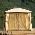 thumbnail image 3 of SYNGAR 10 x 10 ft Patio Gazebo, Outdoor Tent with Double Vented Roof and Mosquito Netting, Backyard Relaxing Gazebo Canopy for Shade and Rain, Perfect for Poolside, Deck, Garden, Khaki, D7930, 3 of 10