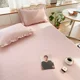 thumbnail image 4 of Funda acolchada de estilo coreano para cama doble y funda de almohada, 100% algodón, con volantes, cómoda colcha de tamaño Queen, suave, para el hogar, 4 of 5