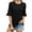 Black, variant on Women Solid Color Striped O-Neck Mid Sleeve T-Shirt Tshirts Tee With Sleeves Cute Dailywear