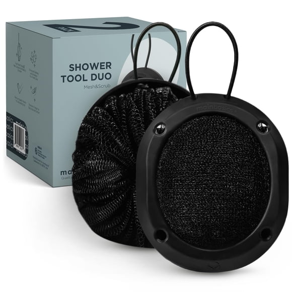 Esponja de Baño MainBasics Dúo de Ducha 2 en 1 Negra