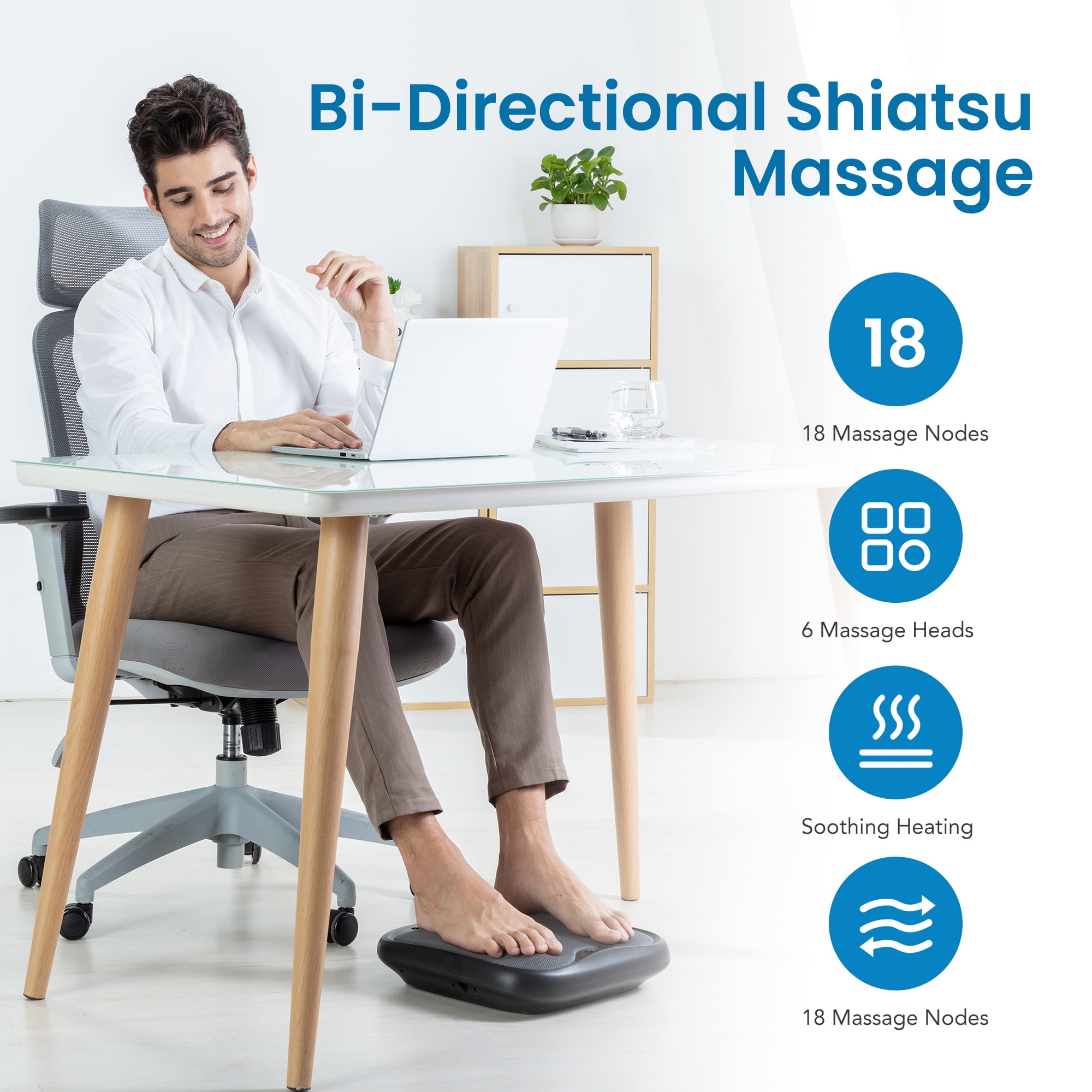 Snailax Shiatsu Foot Massager with Heat, Kneading Back & Foot Massager Machine for Pain Relief, Heated Foot Warmer, Gifts
