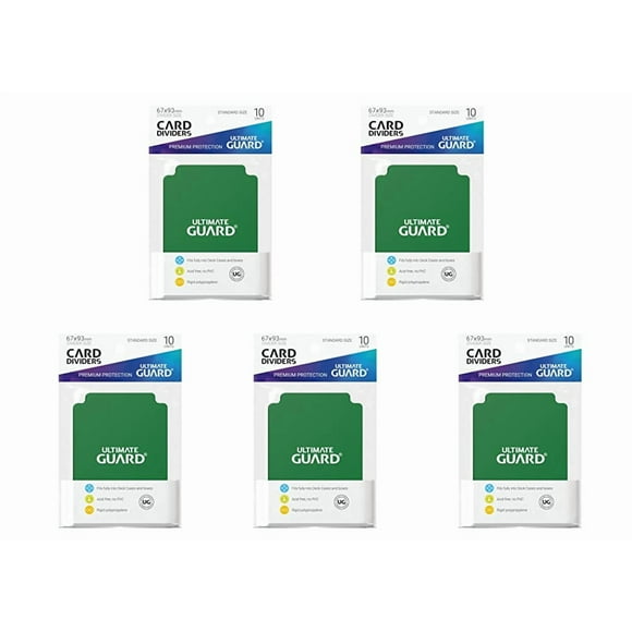 5 Packs Ultimate Guard Green Card Dividers (10) Standard Size Value Bundle!