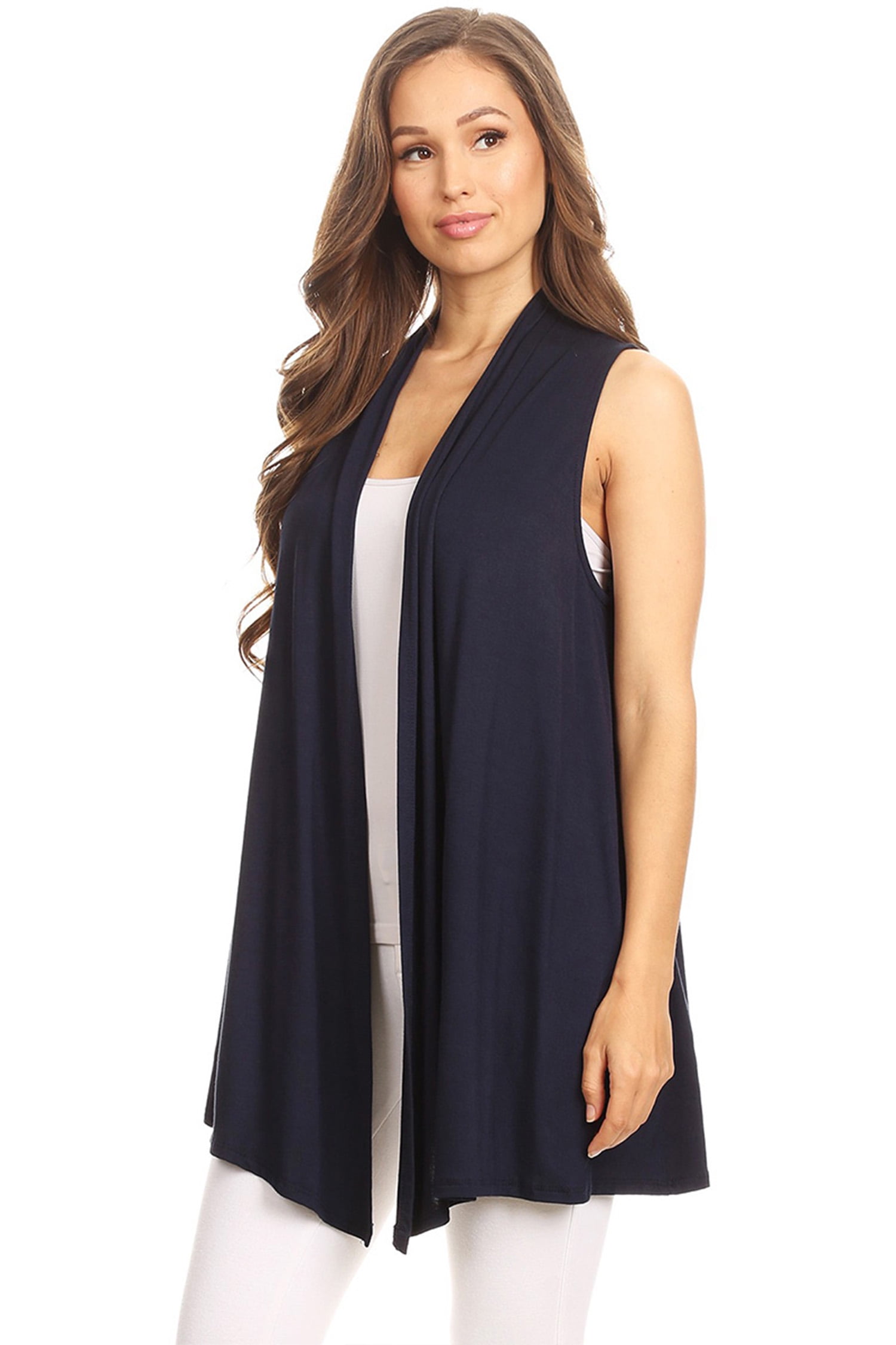 Women's Sleeveless Draped Open Front Cardigan Vest Made in USA - Walmart.com