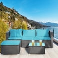 thumbnail image 1 of Costway 4PCS Patio Rattan Furniture Set Loveseat Chair Cushioned Steel Frame Garden Yard, 1 of 9