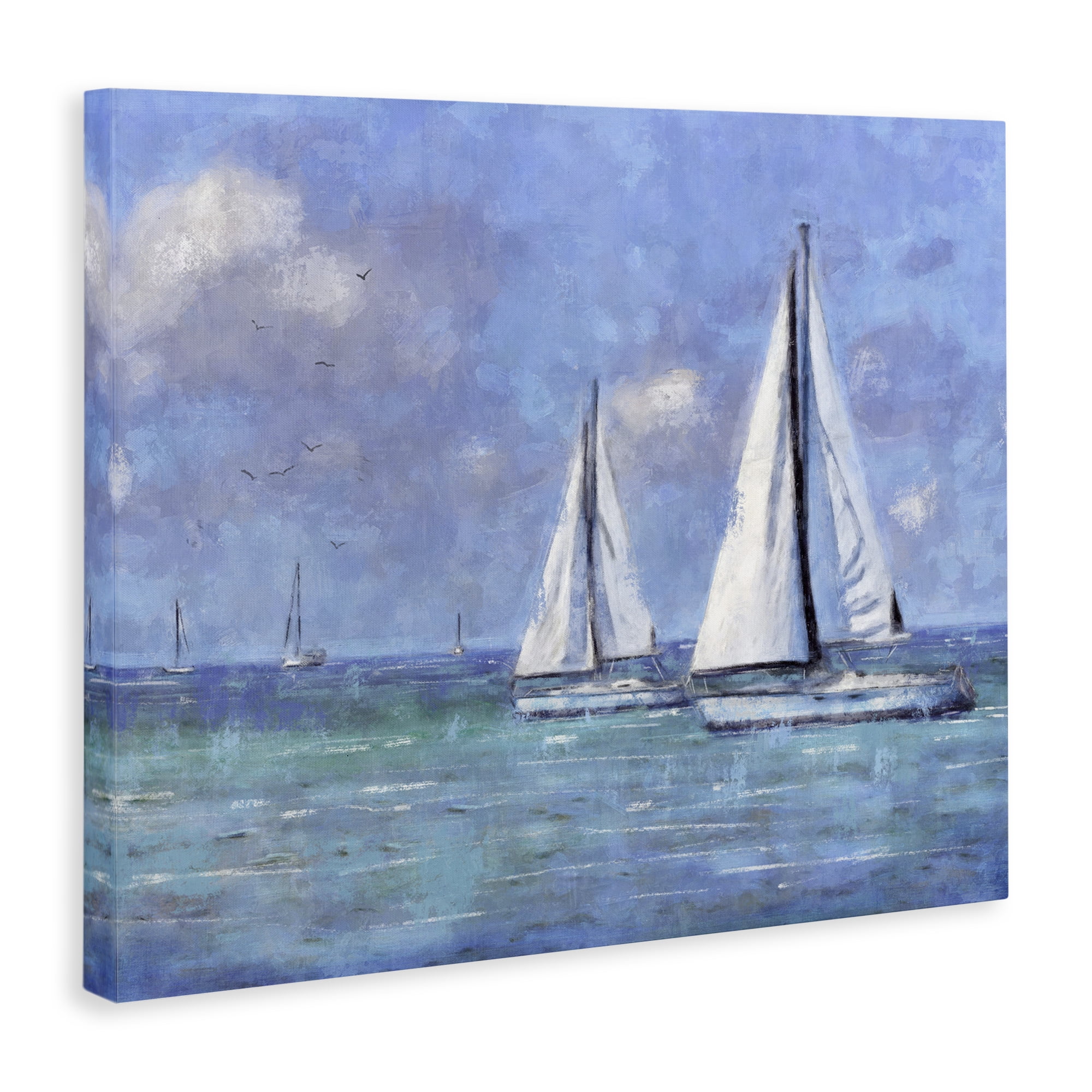 Stupell Industries Sailing Day Sailboats Landscape Painting Gallery Wrapped Canvas Art Print Wall Art, 40 x 30