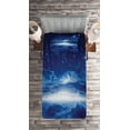 thumbnail image 2 of Ambesonne Blue White Quilted Coverlet 2 Pcs, Night Sky Moon Stars, Twin Size, Navy Blue and White, 2 of 2