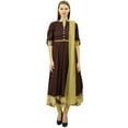 thumbnail image 1 of Atasi Women's Long Brown Cotton Anarkali Salwar Suit Casual Ethnic Clothing-14, 1 of 9
