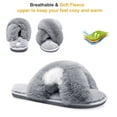 thumbnail image 4 of Barerun House Slippers for Women Cozy Cross Band Plush Slippers Grey, 4 of 7