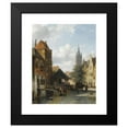 thumbnail image 2 of Cornelis Springer 20x23 Black Modern Framed Museum Art Print Titled - Figures at the Fish Market in Delft (1853), 2 of 5