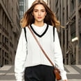 thumbnail image 2 of Unisex Knitted Sweater Vest Blouse College Style Yarn Cardigan Top for Everyday Wear, 2 of 5
