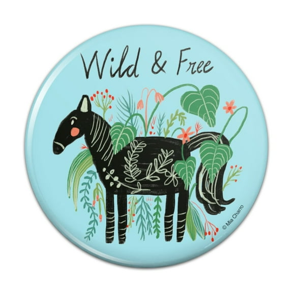 Wild and Free Black Horse Pinback Button Pin