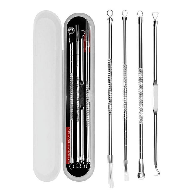 Apuakthei - Kit de 4 extractores de espinillas y comedones para eliminar el acné, tratamiento para eliminar imperfecciones, puntos blancos y granos para una piel libre de riesgos en la nariz y el