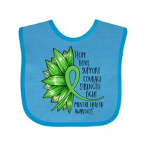 Inktastic Mental Health Awareness Green Sunflower Ribbon Boys or Girls Baby Bib