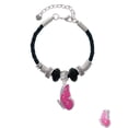 thumbnail image 2 of Delight Jewelry Silvertone Large Translucent Hot Pink Flying Butterfly Big Sister Celtic Knot Leather Bead Bracelet, 7"+2" Extender, 2 of 4