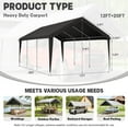 thumbnail image 2 of Kimunuk Canopy Replacement Cover, 12' x 20' Outdoor Portable Carport Replacement Canopy with Ball Bungees for Car Garage Shelter Tent Party Tent, Gray ,Frame is Not Included, 2 of 6