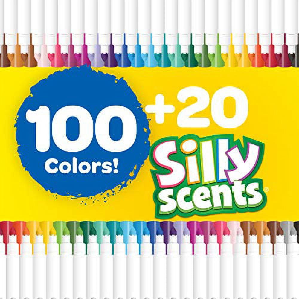 Crayola Super Tips Marker Set (120ct), Kids Washable Markers, Scented Marker Set, Holiday Gift for Kids, Bulk Markers, Thick & Thin [ Exclusive]