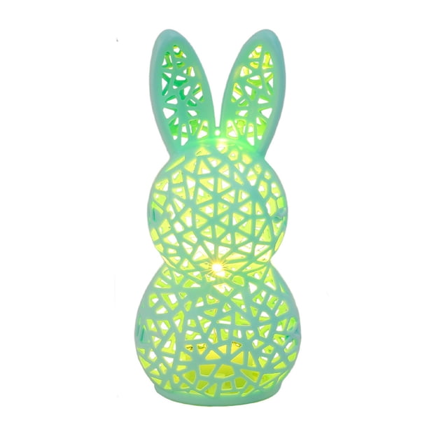 Lámpara de conejo de Pascua, decoración de mesa, lámpara de ratán para mesita de noche, figura de conejo verde acogedora, ideal como regalo de Pascua para novias o hijas, decoración de Pascua, Navida