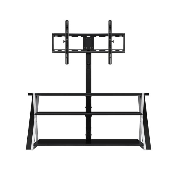 Whalen Xavier Black Glass Entertainment Center, 3-in-1 TV Stand