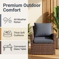 thumbnail image 5 of POTEBAN Patio Wicker Furniture Set, 4-Piece Wicker Outdoor Conversation Set with Coffee Table, Brown Rattan Sofa Set for Balcon, Backyard, Grey, 5 of 7