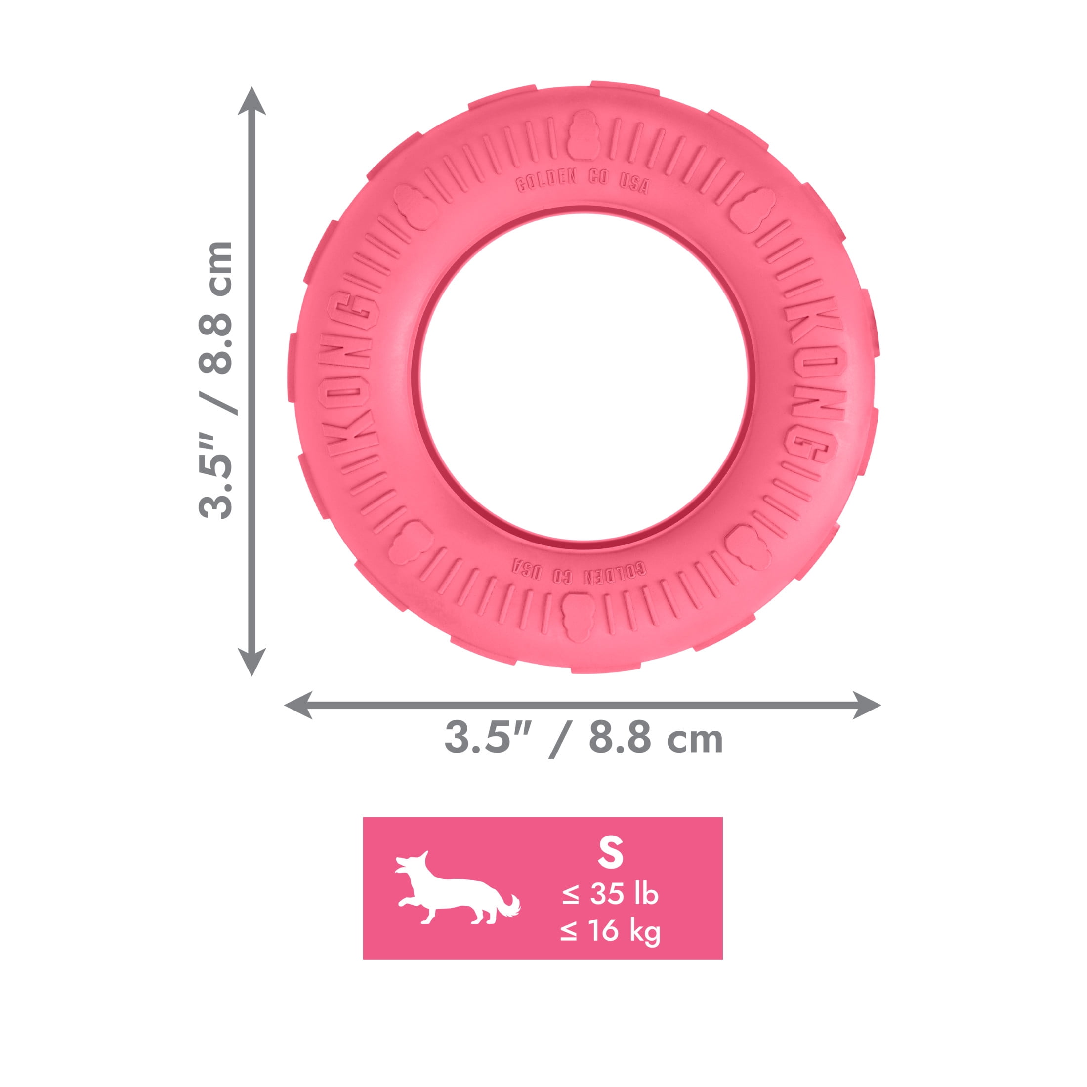 KONG® Puppy Tire Durable Dog Toy, Pink, Small for Beginner Chewers