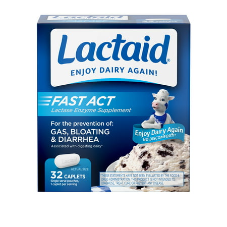Lactaid Fast Act Lactose Intolerance Caplets, 32 Travel Packs of
