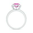 thumbnail image 2 of Oval Cut Lab Created Pink Sapphire Ring with Diamond Halo for Women - AAAA Grade, 10K White Gold, US 11.50, 2 of 9