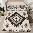 thumbnail image 2 of Feelyou Teens Retro Aztec Queen Sheet Sets, Tribal Western Fashion Flat Sheet, Beige Grey Triangle Abstract Queen Fitted Sheet, Microfiber Bedroom Decor, 4 Pieces, 2 of 7