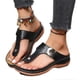 thumbnail image 1 of Women PU Leather Wedges Sandals Rhinestone Flip Flops Non-Slip Comfortable Summer Beach Walking Shoes Slippers New, 1 of 2
