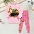 thumbnail image 2 of NOLDARES Boys Prints Pajamas 2 Pieces Long Sleeve Jammies Set Toddler Pjs Sleepwear 6-12 Months 12-24 Months 2t 3t 4t 5t 6t 7t 8t 9t Children,Pink,3-4 Y, 2 of 5
