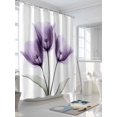 thumbnail image 3 of Shower Curtain Purple Tulip Shower Curtains for Bathroom, Waterproof Polyester Shower Curtain Set with Hooks, Stall Long Size 54"x78" Plant Floral, 3 of 6