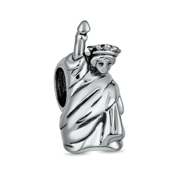 Bling Jewelry Womens Statue of Liberty Charm Bead Sterling Silver for Bracelet Travel Souvenir