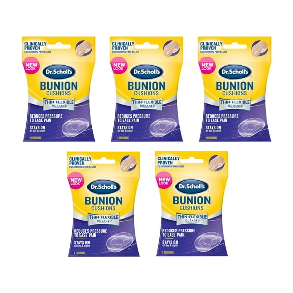 5 Pack Dr. Scholl's Duragel Bunion Cushions, Thin & Flexible, 5 Cushions Each