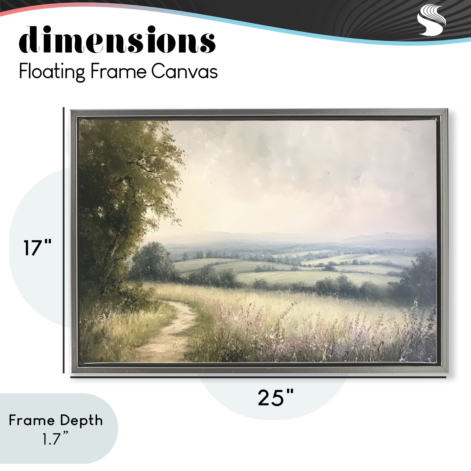 Stupell Industries Rolling Farmlands in Distance Gray Framed Floater Canvas Wall Art, design by Petal Prints Design