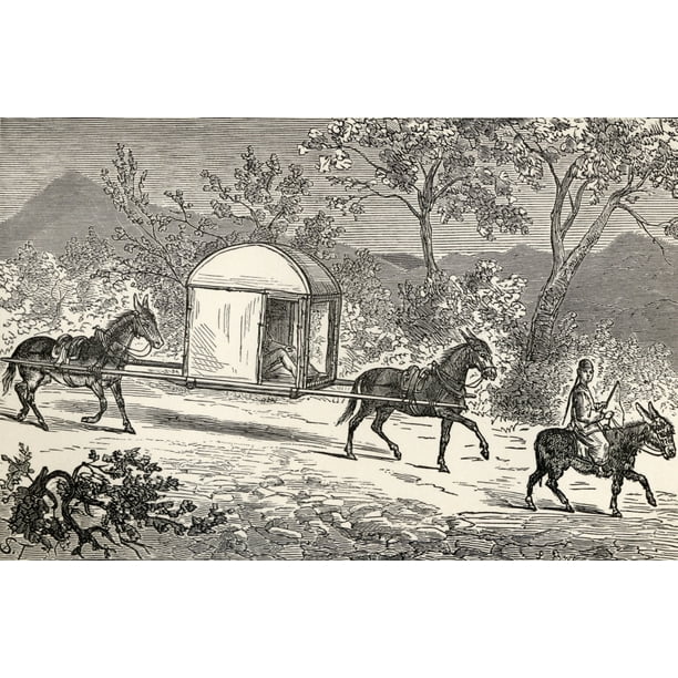 A Horse And Mule Palanquin Used By The Chinese Aristocracy In China In The 19th Century From The Book From Paris To Pekin Over Siberian Snows Published 18 Posterprint Walmart Com