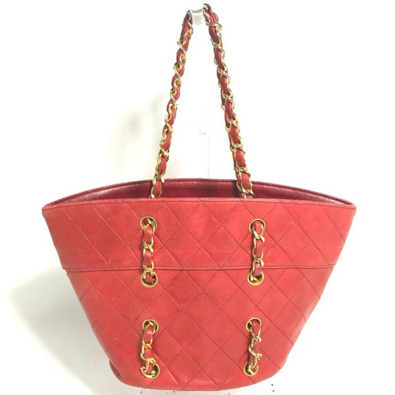 Pre-Owned Chanel vintage Chain Shoulder Hand Bag Shoulder Bag Red Gold (Good)