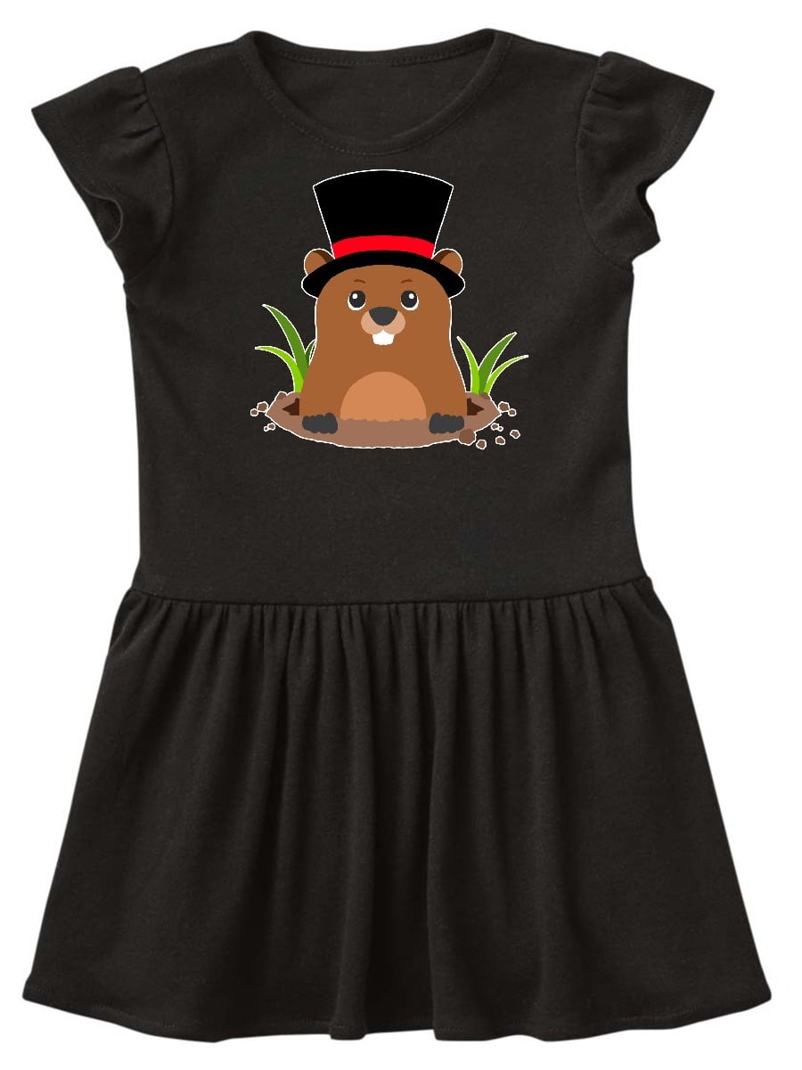 INKtastic Groundhog Day with Groundhog in Top Hat Toddler Dress