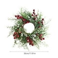 thumbnail image 3 of Christmas Candle Ring with Red Berries and Cedarwood Needles – 11.8in Artificial Wreath for Pillar Candles – Holiday Table Centerpiece & Front Door Decoration, 3 of 5