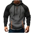 thumbnail image 2 of Yteetum Men's Cargo Hoodies Quarter Zip Drawstring Sweatshirts Pullover Tactical Hoodies Tops Mens Casual Solid Loose Half Zip Sports Long Sleeve Athletic Hooded Sweatshirts Tops Fall Clothes, 2 of 5