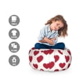 thumbnail image 2 of Vintage Valentine Storage Toy Bag Chair, Monochrome Romantic Simple Design of Continuous Classic Hearts, Stuffed Animal Organizer Washable Bag, Large Size, Vermilion Off White, by Ambesonne, 2 of 3
