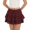 thumbnail image 1 of Falda lisa con cordones para mujer, cintura alta, plisada con volantes y pliegues., 1 of 4
