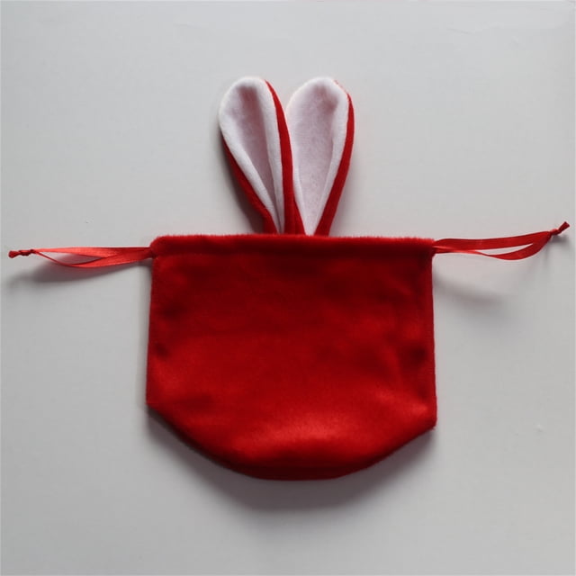 Ears Velvet Bags Easter Decor Bunny Drawstring Velvet Bag Candy Packing Bag Gift Bag With Cute Ear