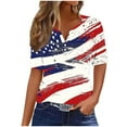 thumbnail image 2 of Elvqul Womens Independence Day Blouses 4th of July Tops American Flag Patriotic V-Neck T Shirts for Juniors Eagle, 2 of 5