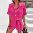 thumbnail image 2 of Short Sets for Women 2 Piece Sets Button Down Shirt Casual Loose Shorts Spring Cute Outfits, 2 of 7