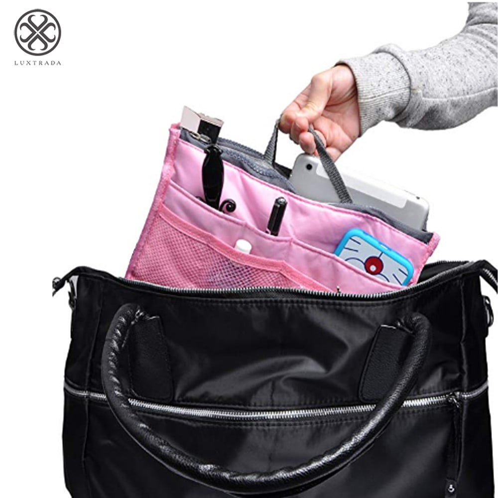 Luxtrada Women Pocket Large Travel Insert Handbag Tote Organizer Tidy Bag Purse Pouch (Gray)