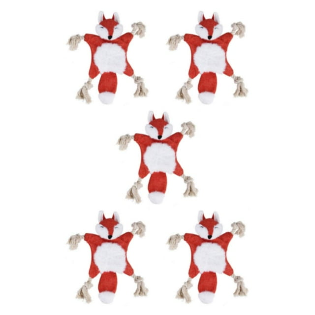Wisewang Stylish Plush Dog Toy Safe And Durable For Long-term Easy To Clean Polyester Squeaky Dog Soft Toy fox 5Set