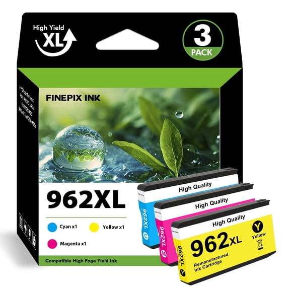 962XL Ink Cartridge Compatible for HP 962 XL 962 Printer Ink 3 Pack for OfficeJet Pro 9015 9020 9018 9025 9010 9018 9019 (Cyan, Magenta, Yellow)