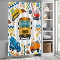 thumbnail image 5 of Cartoon Come on Shower Curtain, 72" x 72", Excavator Mixer Truck Wrench Helmet Striped Waterproof Bathroom Curtain Washable Shower Curtain Set with 12 Hooks, 5 of 8