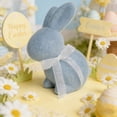thumbnail image 5 of Easter Flocked Bunny Figurine with Bow, Realistic Fuzzy Rabbit Statue, Adorable Easter Bunny Decor Home Tabletop Decor, Soft Easter Decor for Cozy Farmhouse Mantel and Shelf Display, 7*8.6in, Blue, 5 of 8